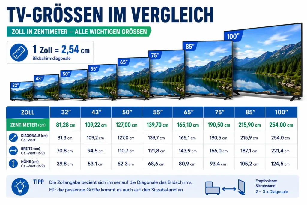 TV-Größen Umrechnungstabelle